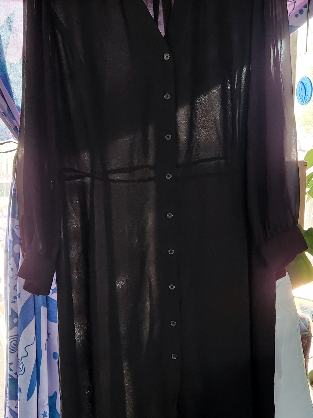 MICHAEL Michael Kors Black Sheer Maxi Dress Plus Size 2X Long Sleeve V-Neck